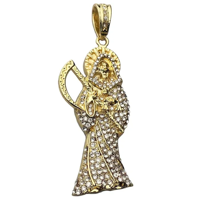 Necklaces Bling Cartel Admin Gold Finish La Santa Muerte Iced Flooded Out Pendant 35 Necklaces Bling Cartel Admin Gold Finish La Santa Muerte Iced Flooded Out Pendant 35