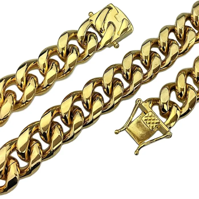 Necklaces Bling Cartel Admin Gold Plated 316L Stainless Steel Cuban Chain Necklace 24 x 14MM Necklaces Bling Cartel Admin Gold Plated 316L Stainless Steel Cuban Chain Necklace 24 x 14MM