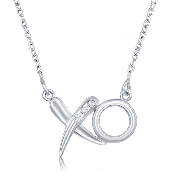 Necklaces Classic Sterling Silver 003cttw Diamond XO Necklace