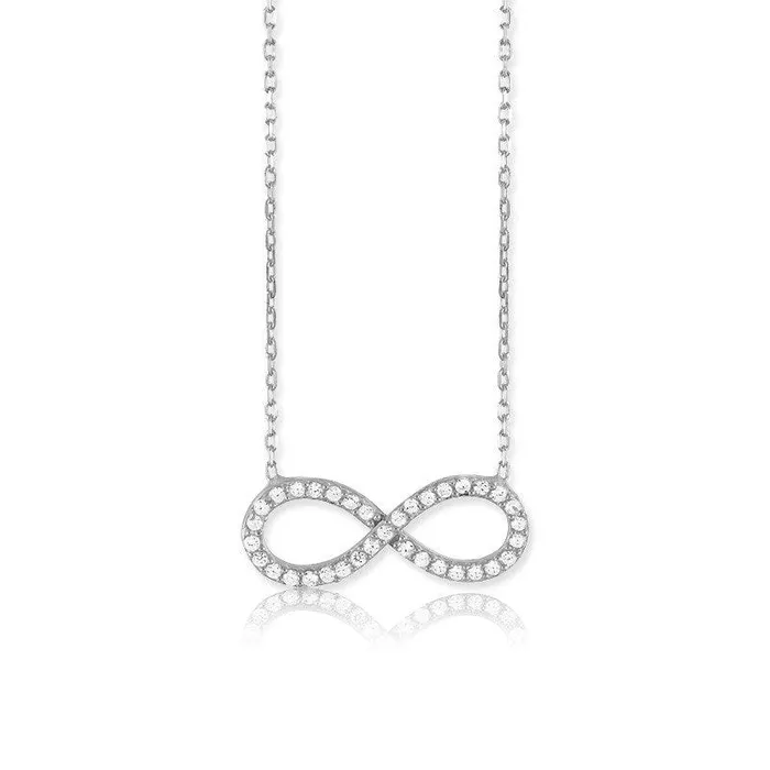Necklaces Classic Sterling Silver CZ Infinity Design Necklace