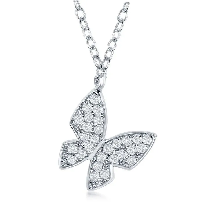 Necklaces Classic Sterling Silver Small CZ Butterfly Necklace