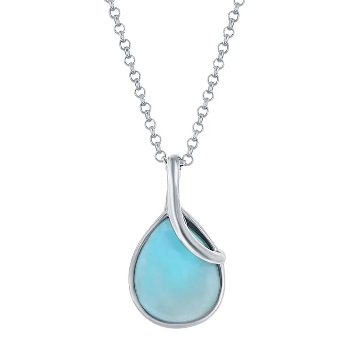 Necklaces Classic Womens Pendant Sterling Pear Shaped Larimar Twist K8425