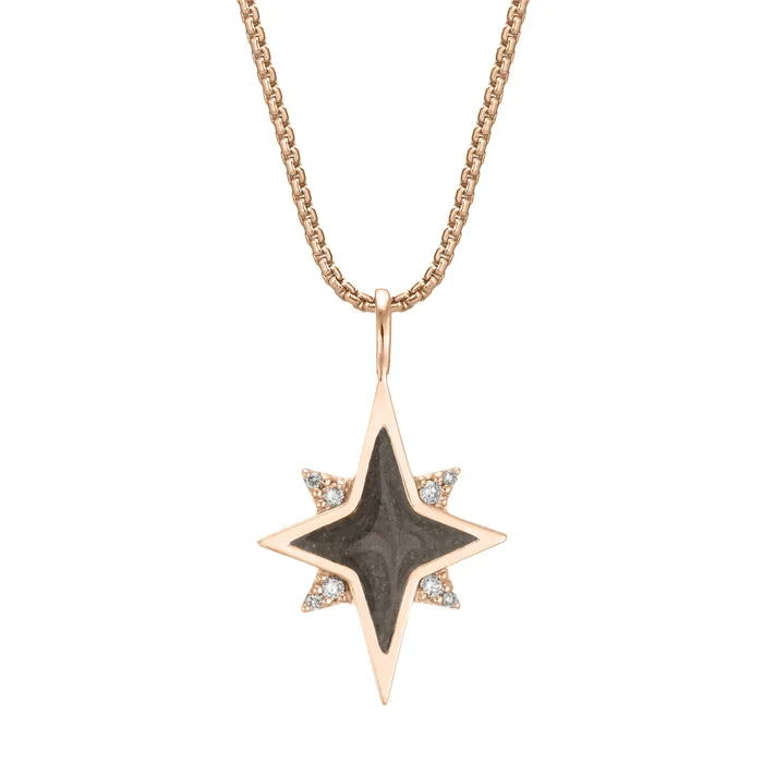 Necklaces closebymejewelry North Star Cremation Necklace in 14K Rose Gold with Diamonds Necklaces closebymejewelry North Star Cremation Necklace in 14K Rose Gold with Diamonds