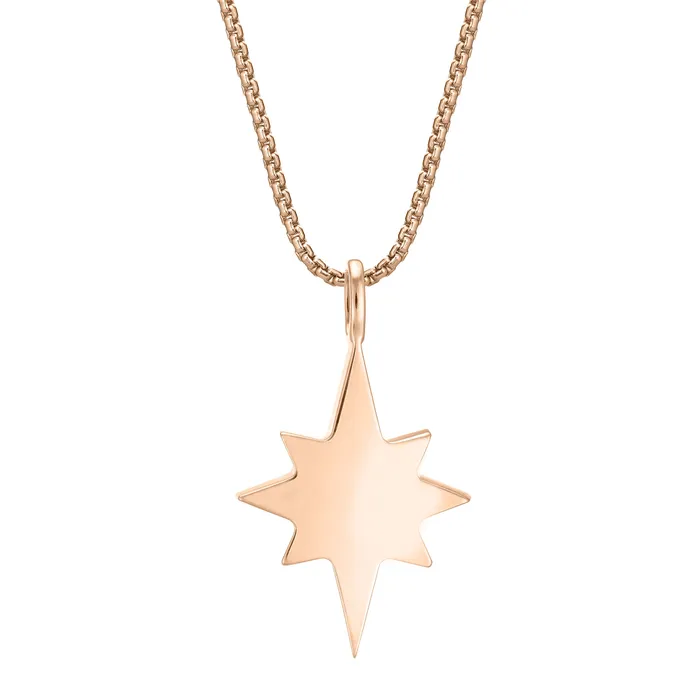 Necklaces closebymejewelry North Star Cremation Necklace in 14K Rose Gold with Diamonds