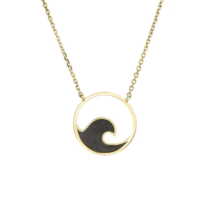 Necklaces closebymejewelry Wave Cremation Necklace in 14K Yellow Gold