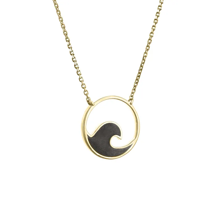 Necklaces closebymejewelry Wave Cremation Necklace in 14K Yellow Gold
