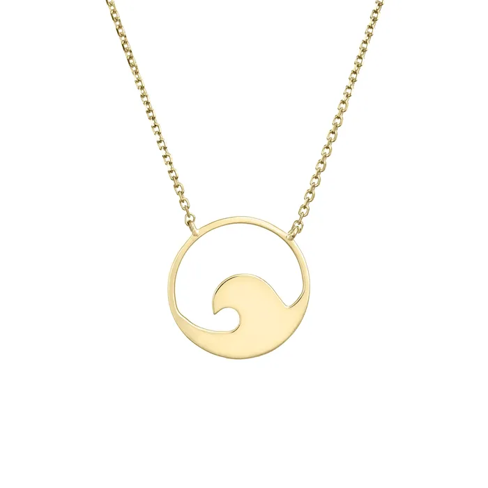 Necklaces closebymejewelry Wave Cremation Necklace in 14K Yellow Gold