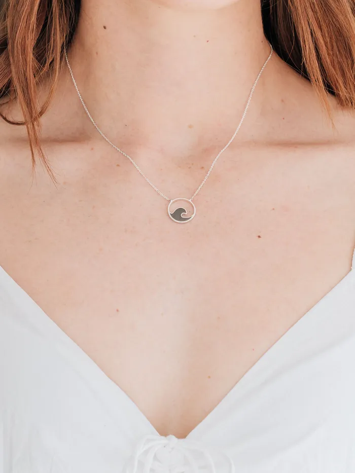 Necklaces closebymejewelry Wave Cremation Necklace in 14K Yellow Gold