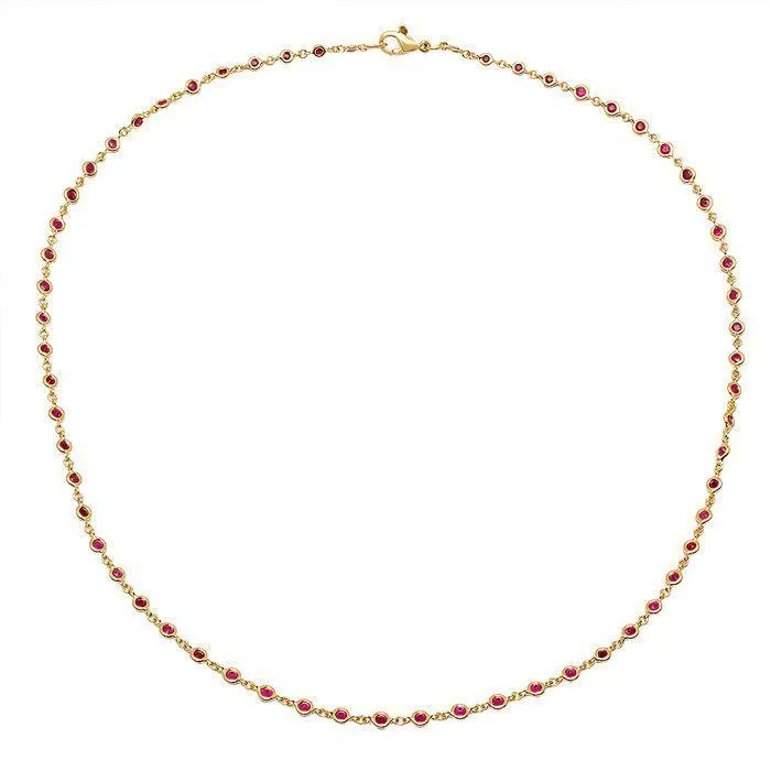 Necklaces deBebians 100cttw Unique Ruby Station Necklace in Yellow Gold Necklaces deBebians 100cttw Unique Ruby Station Necklace in Yellow Gold