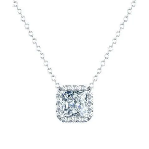 Necklaces deBebians Diamond Square Halo Pendant