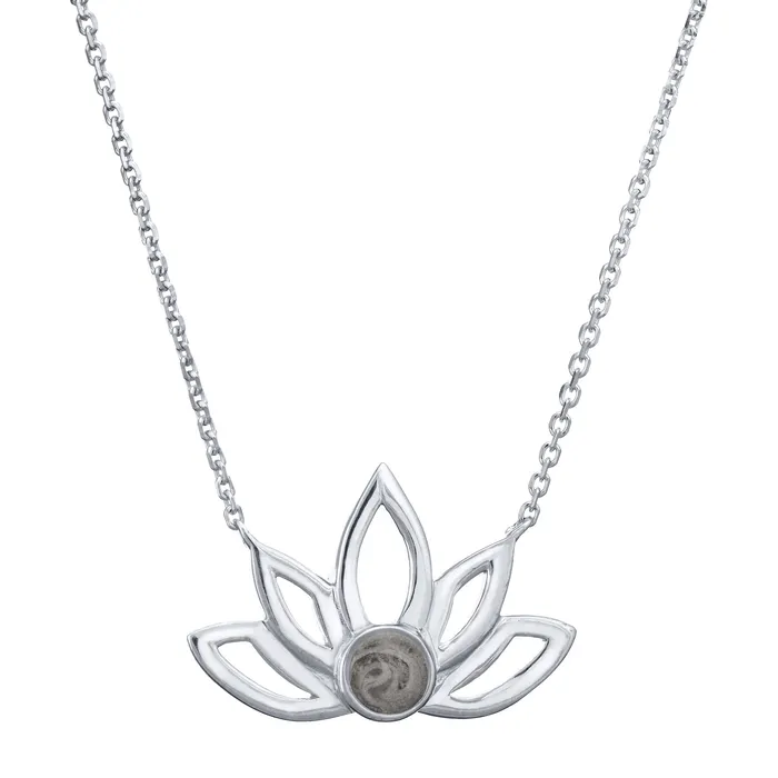 Necklaces Lotus Flower Cremation Necklace in 14K White Gold closebymejewelry Necklaces Lotus Flower Cremation Necklace in 14K White Gold closebymejewelry