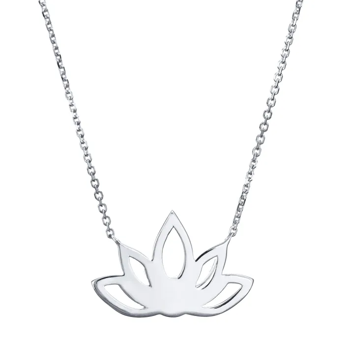 Necklaces Lotus Flower Cremation Necklace in 14K White Gold closebymejewelry