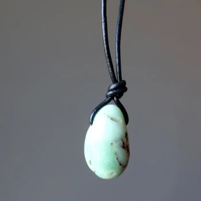 Necklaces Satin Crystals Chrysoprase Necklace Prayers and Praises Leather