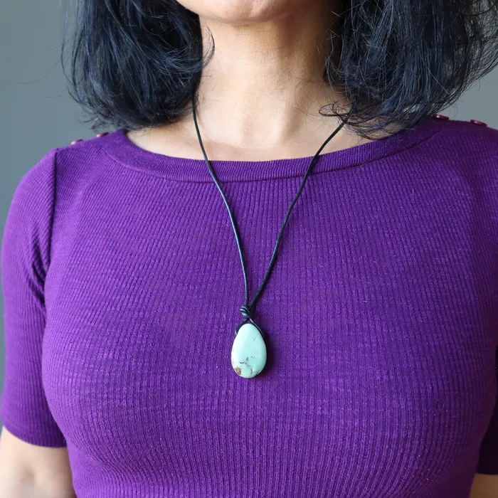 Necklaces Satin Crystals Chrysoprase Necklace Prayers and Praises Leather