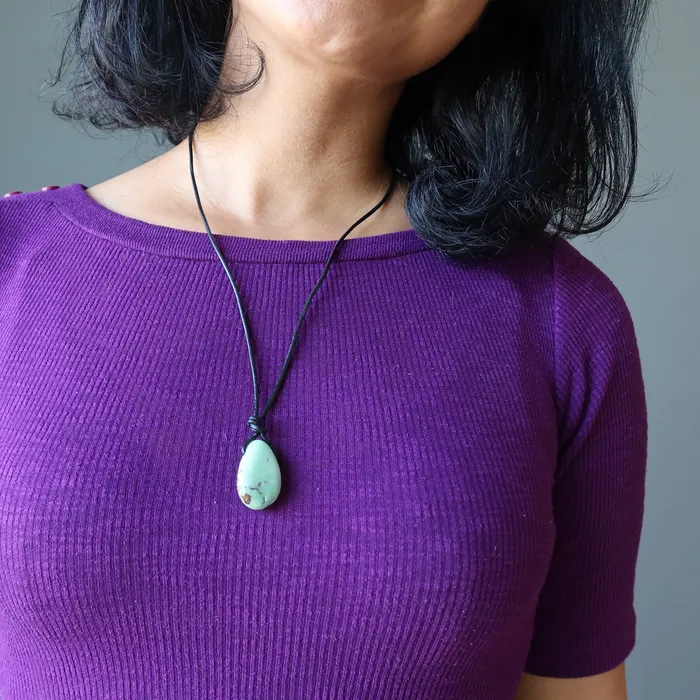 Necklaces Satin Crystals Chrysoprase Necklace Prayers and Praises Leather