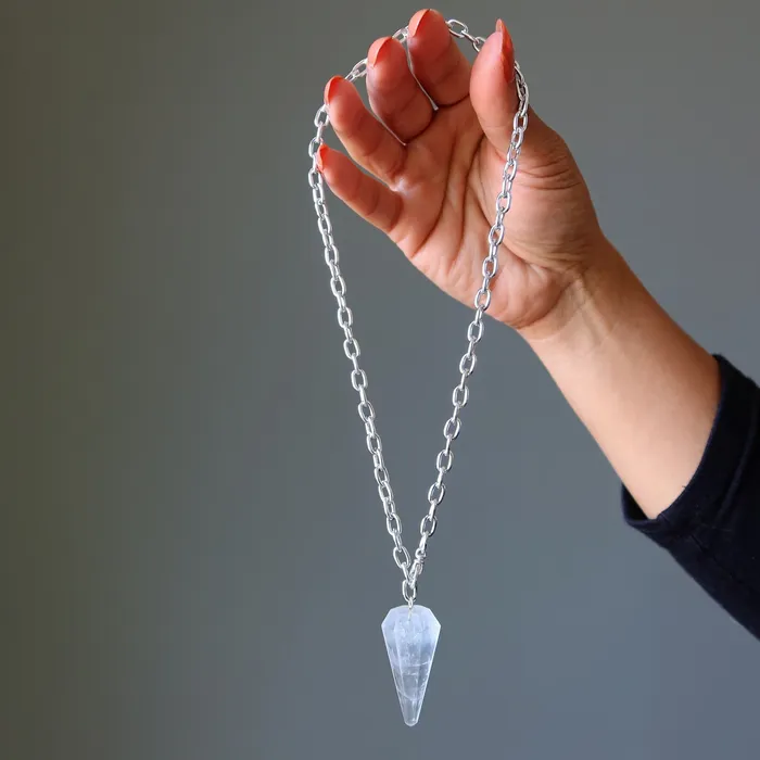 Necklaces Satin Crystals Clear Quartz Necklace Pendulum On the Go Healer