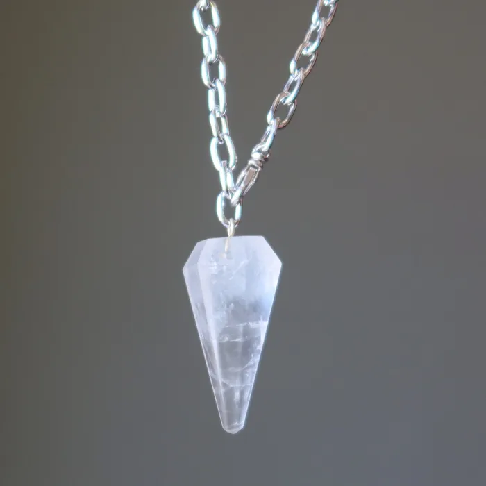 Necklaces Satin Crystals Clear Quartz Necklace Pendulum On the Go Healer