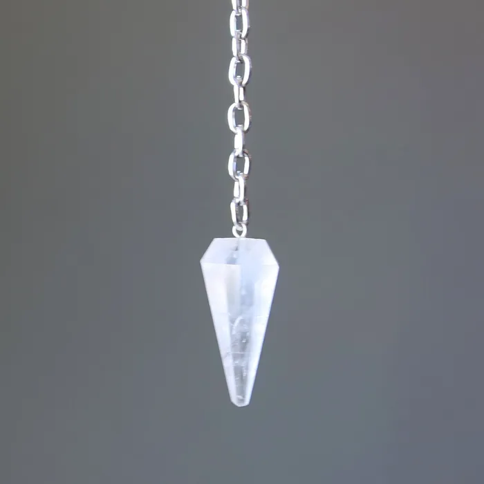 Necklaces Satin Crystals Clear Quartz Necklace Pendulum On the Go Healer