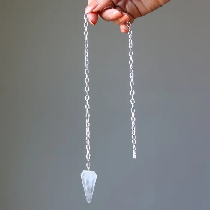 Necklaces Satin Crystals Clear Quartz Necklace Pendulum On the Go Healer
