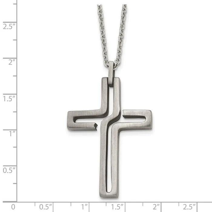 Necklaces Stainless Steel Brushed Antiqued Cross Necklace Chisel Necklaces Stainless Steel Brushed Antiqued Cross Necklace Chisel