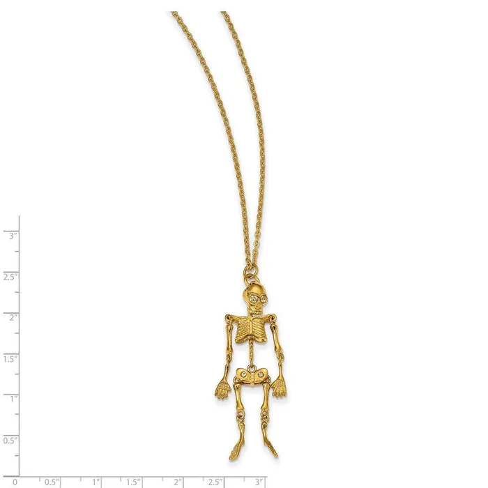 Necklaces Stainless Steel Yellow IPplated Crystal Skeleton w 2 inch ext Necklace Chisel Necklaces Stainless Steel Yellow IPplated Crystal Skeleton w 2 inch ext Necklace Chisel
