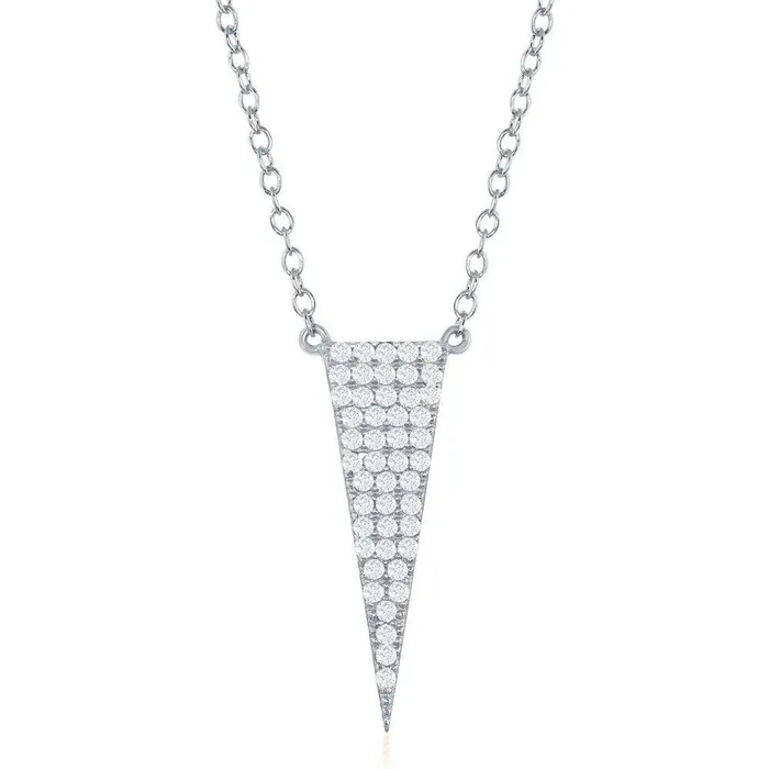 Necklaces Sterling Silver Triangle CZ Necklace Classic