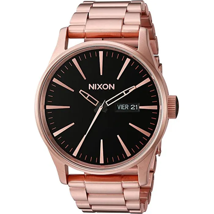 NIXON Bracelets Nixon Mens Japanese Quartz Watch Sentry Black Dial Rose Gold Bracelet A3561932 NIXON Bracelets Nixon Mens Japanese Quartz Watch Sentry Black Dial Rose Gold Bracelet A3561932
