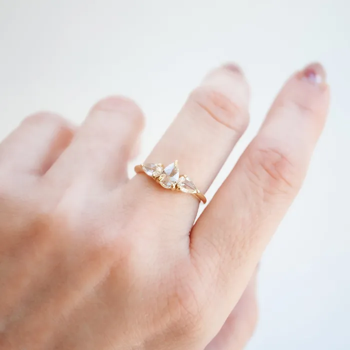Odette Three Diamond Ring Lauren Wolf Jewelry Rings