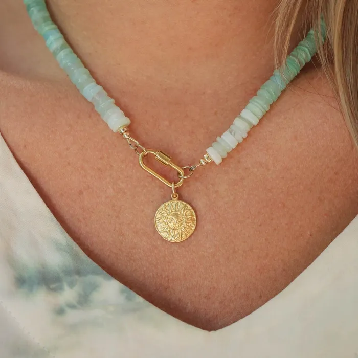Peruvian opal sun necklace Earthly Abundance Jewelry Necklaces