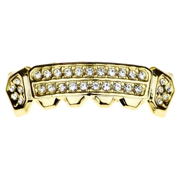 PreStyled Sets Bling Cartel Admin 14K Gold Plated TwoRow Side Bling Iced Bottom Grillz PreStyled Sets Bling Cartel Admin 14K Gold Plated TwoRow Side Bling Iced Bottom Grillz