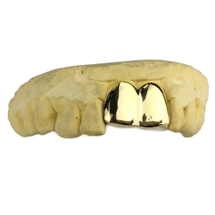 PreStyled Sets Bling Cartel Admin Real Solid 10K Gold Double Front Teeth Custom Grillz PreStyled Sets Bling Cartel Admin Real Solid 10K Gold Double Front Teeth Custom Grillz