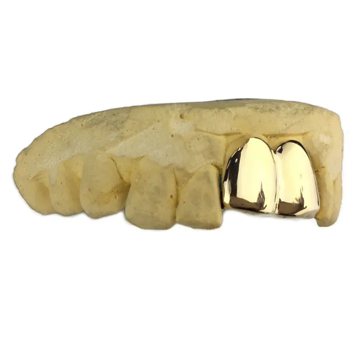 PreStyled Sets Bling Cartel Admin Real Solid 10K Gold Double Front Teeth Custom Grillz