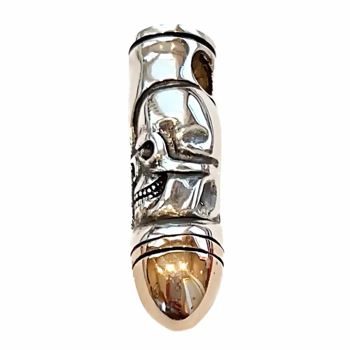 Real 925 Sterling Silver Skull Bullet Two Tone 14k Gold Plated Pendant Bling Cartel Rings Real 925 Sterling Silver Skull Bullet Two Tone 14k Gold Plated Pendant Bling Cartel Rings