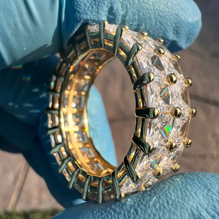 Rings 14k Gold Plated 925 Silver Tennis Ring Iced Princess Cut Bling Out CZ Bling Cartel Rings 14k Gold Plated 925 Silver Tennis Ring Iced Princess Cut Bling Out CZ Bling Cartel