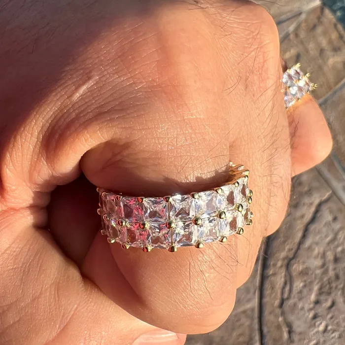 Rings 14k Gold Plated 925 Silver Tennis Ring Iced Princess Cut Bling Out CZ Bling Cartel Rings 14k Gold Plated 925 Silver Tennis Ring Iced Princess Cut Bling Out CZ Bling Cartel