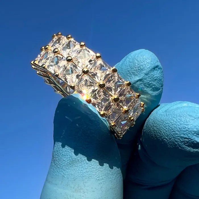 Rings 14k Gold Plated 925 Silver Tennis Ring Iced Princess Cut Bling Out CZ Bling Cartel Rings 14k Gold Plated 925 Silver Tennis Ring Iced Princess Cut Bling Out CZ Bling Cartel