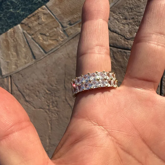 Rings 14k Gold Plated 925 Silver Tennis Ring Iced Princess Cut Bling Out CZ Bling Cartel Rings 14k Gold Plated 925 Silver Tennis Ring Iced Princess Cut Bling Out CZ Bling Cartel