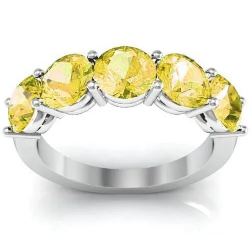 Rings 300cttw Shared Prong Yellow Sapphire Five Stone Ring deBebians