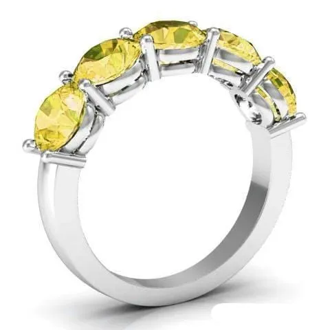 Rings 300cttw Shared Prong Yellow Sapphire Five Stone Ring deBebians