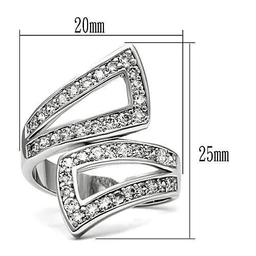 Rings 3W150 Rhodium Brass Ring with AAA Grade CZ in Clear Alamode