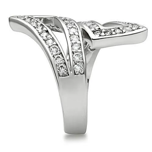 Rings 3W150 Rhodium Brass Ring with AAA Grade CZ in Clear Alamode