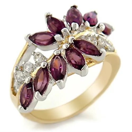 Rings Alamode 2W001 GoldRhodium Brass Ring with Top Grade Crystal in Amethyst Rings Alamode 2W001 GoldRhodium Brass Ring with Top Grade Crystal in Amethyst