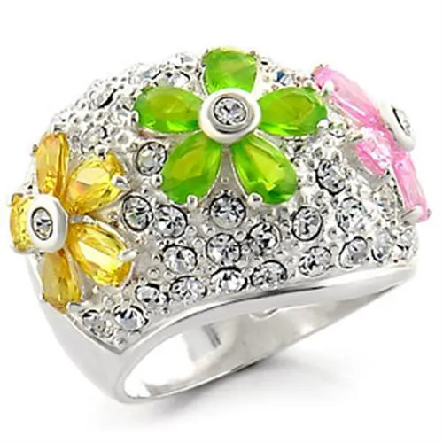 Rings Alamode 34015 HighPolished 925 Sterling Silver Ring with AAA Grade CZ in Multi Color Rings Alamode 34015 HighPolished 925 Sterling Silver Ring with AAA Grade CZ in Multi Color
