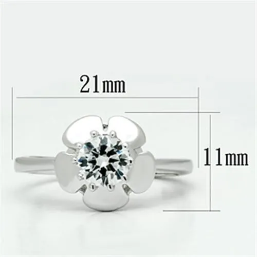 Rings Alamode 3W041 Rhodium Brass Ring with AAA Grade CZ in Clear
