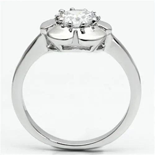 Rings Alamode 3W041 Rhodium Brass Ring with AAA Grade CZ in Clear