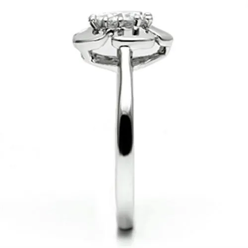 Rings Alamode 3W041 Rhodium Brass Ring with AAA Grade CZ in Clear