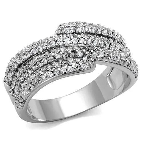 Rings Alamode 3W1214 Rhodium Brass Ring with AAA Grade CZ in Clear