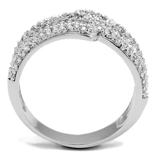 Rings Alamode 3W1214 Rhodium Brass Ring with AAA Grade CZ in Clear