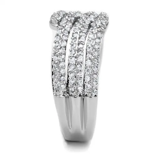 Rings Alamode 3W1214 Rhodium Brass Ring with AAA Grade CZ in Clear