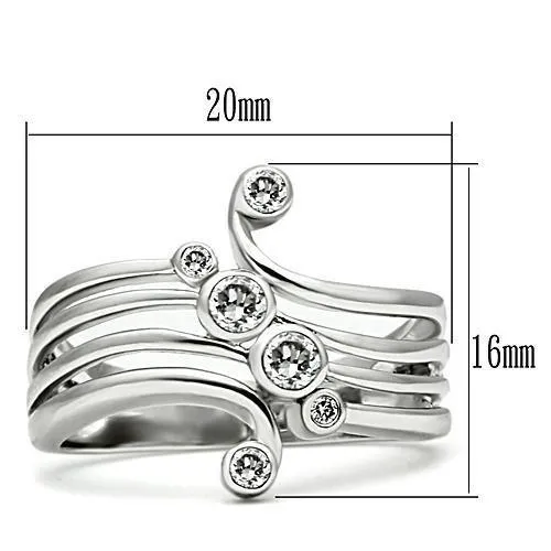 Rings Alamode 3W135 Rhodium Brass Ring with AAA Grade CZ in Clear